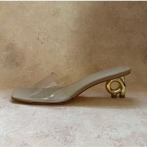 New In box cult Gaia Cora pvc and gold mule heel sandal 9 39